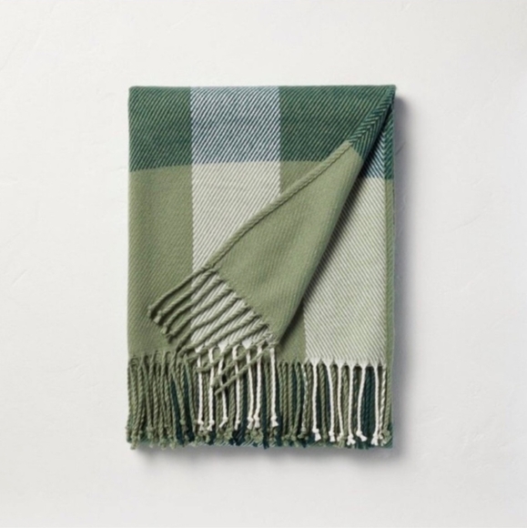 Winter Plaid Woven Throw Blanket Tonal Green - Hearth & Hand - Picture 1 of 5